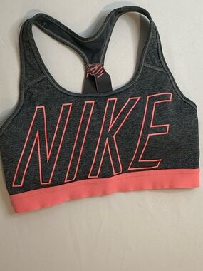 Nike Dri-FIT Gray Pink Racerback Sports Bra Medium Support Size S